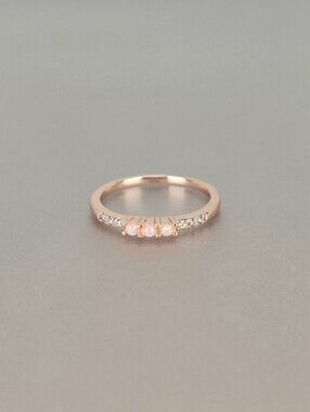 Rose Gold Opal and CZ Accent Ring